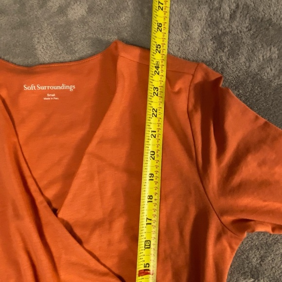 Soft Surroundings Orange Wrap Blouse 3/4 Sleeve Fitted Small - Picture 4 of 7